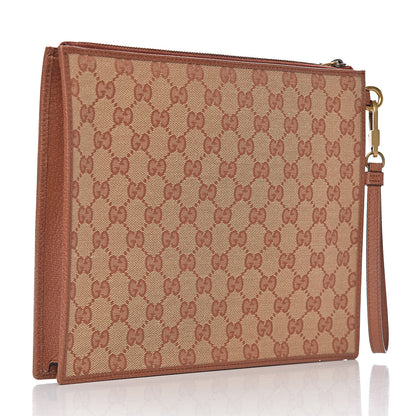 Gucci X MLB GG Monogram NY Yankees Zip Wristlet Pouch Beige Ruggine Ivory 3 of 11