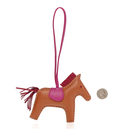 Hermes Milo Lambskin Grigri Rodeo Horse Bag Charm MM Gold Rubis Rose Pourpre 2 of 5