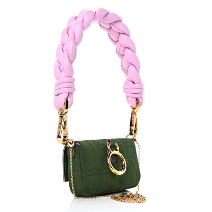 Fendi Nylon Nappa FF Stitched Nano Baguette Maxi Handle Charm Green Pink 2 of 10