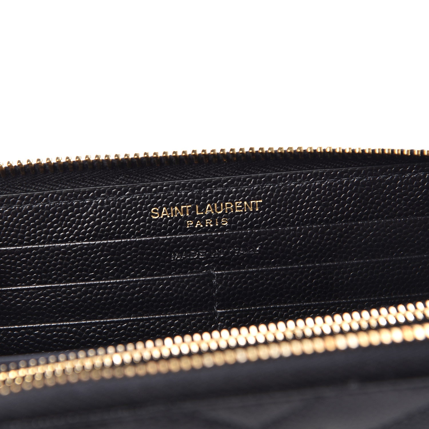 Saint Laurent Grain De Poudre Matelasse Chevron Monogram Zip Around Wallet Black 6 of 7