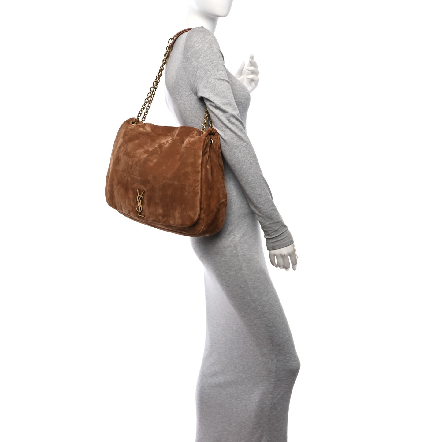 Suede Matelasse Monogram Large Jamie 4.3 Snuff