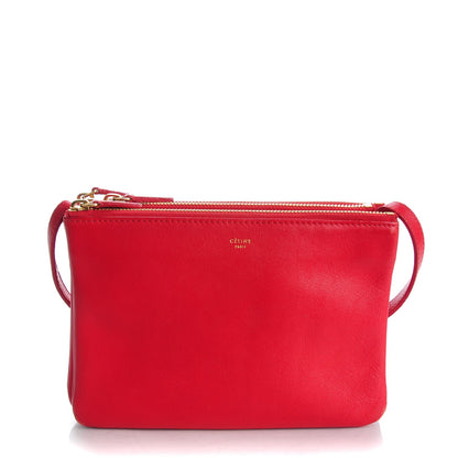 Celine Lambskin Small Trio Crossbody Bag Red 1 of 10