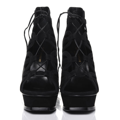 Saint Laurent Kid Scamosciato Tribute 105 Platform Sandals 37.5 Black 2 of 9