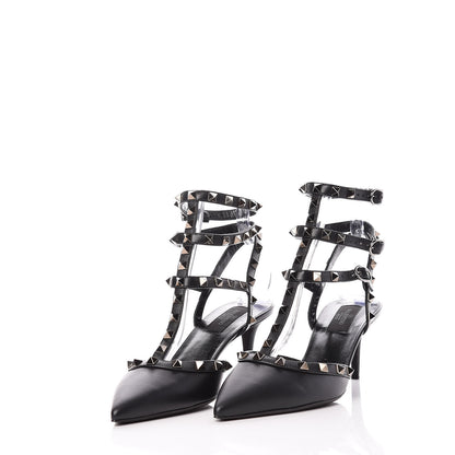 Valentino Garavani Nappa Rockstud Ankle Strap Low Heel Pumps 39 Black 3 of 8