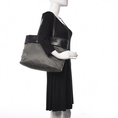 Prada Tessuto Nylon Nappa Tote Grey Black 2 of 13