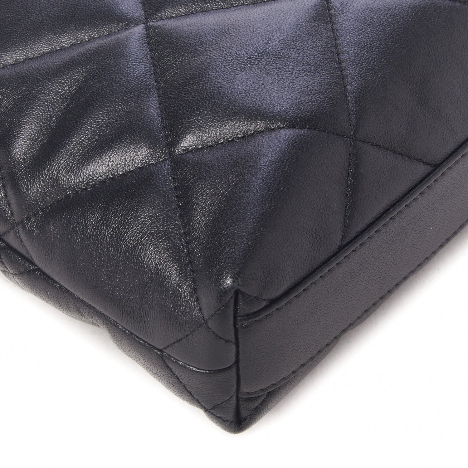 Chanel Lambskin Quilted Small Drawstring Shopping Bag Black 5 of 8