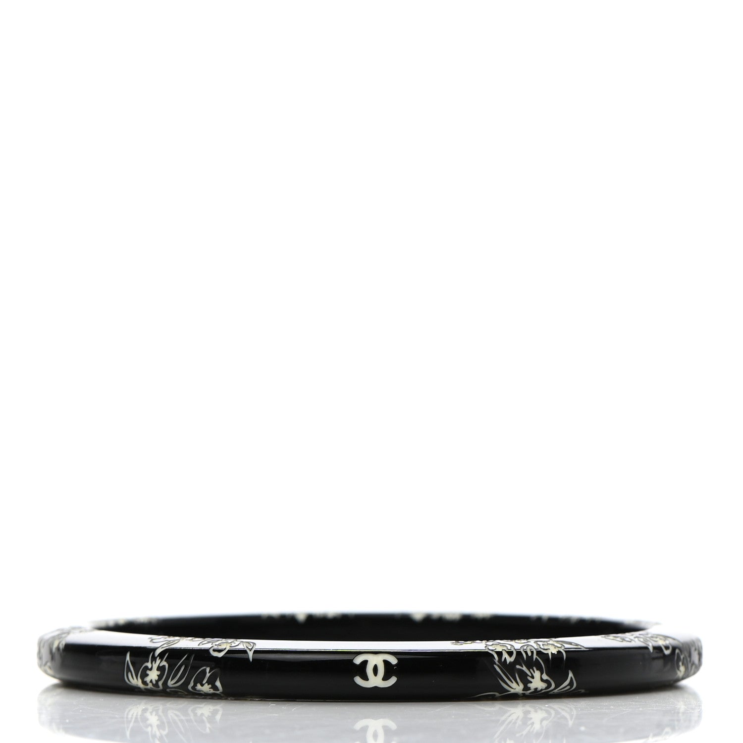 Chanel Resin Floral CC Bangle Black 3 of 4