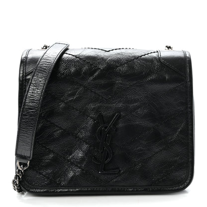 Saint Laurent Crinkled Calfskin Matelasse Monogram Niki Chain Wallet Black 1 of 10