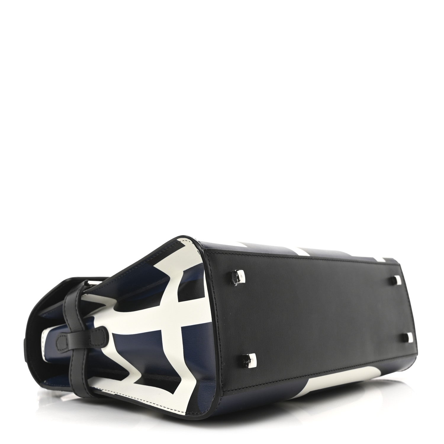 Delvaux Box Calfskin MM Tempete Satchel Navy Ivory Black 5 of 10