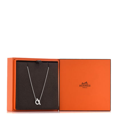 Hermes 18K White Gold Diamond Finesse Pendant Necklace 6 of 6