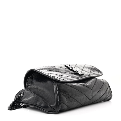 Saint Laurent Crinkled Calfskin Matelasse Monogram Niki Body Bag Black 4 of 10