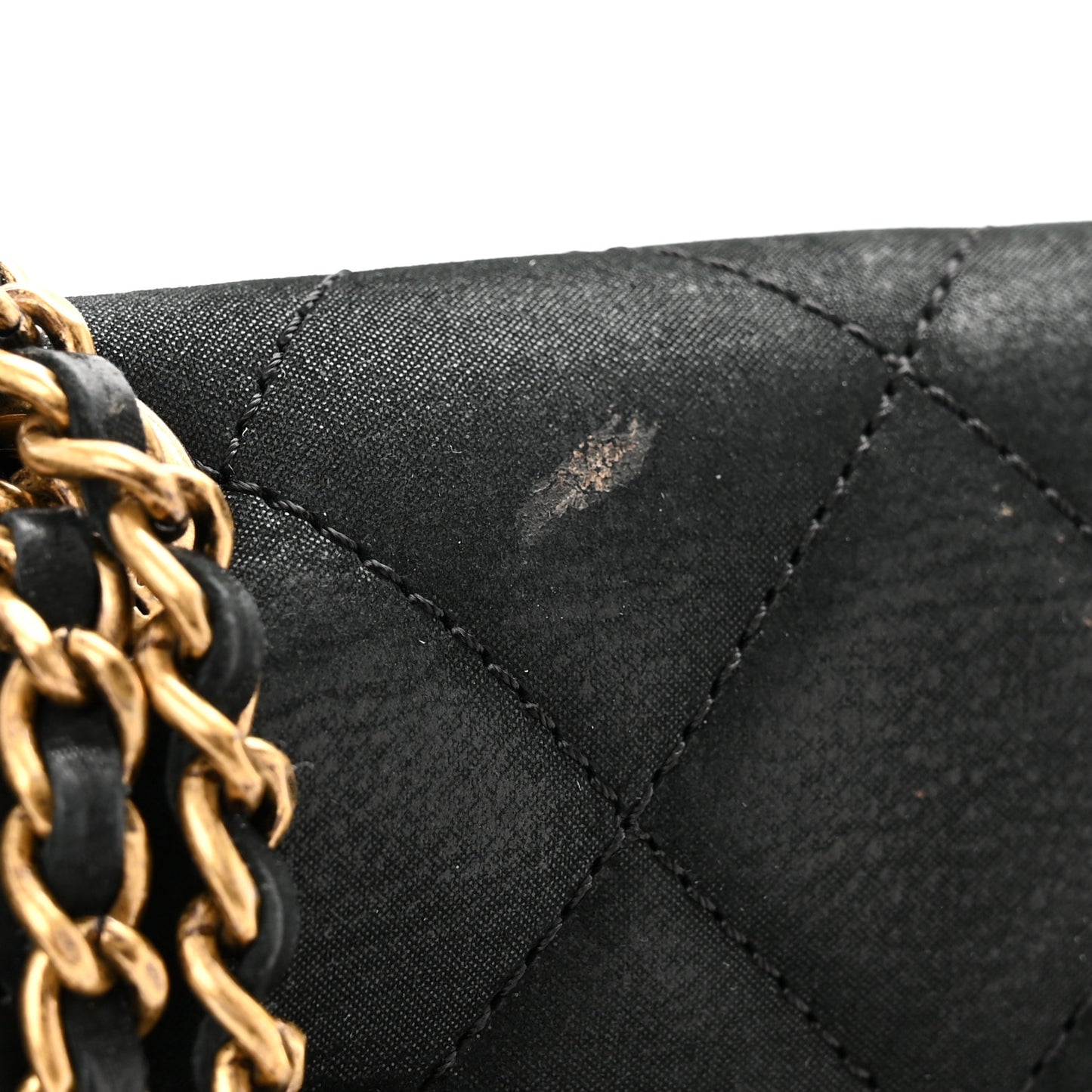 Iridescent Calfskin Small Happy Stitch Flap Black