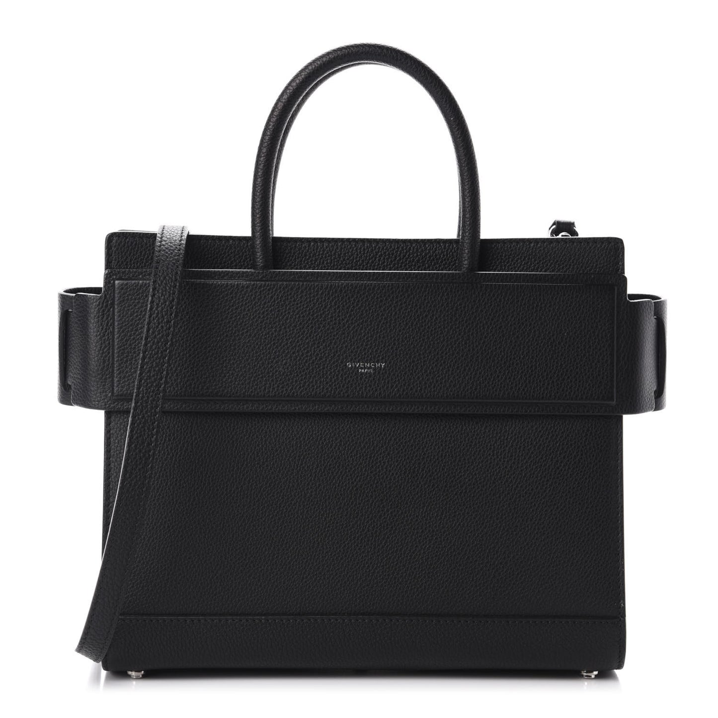 Grained Calfskin Small Horizon Satchel Black