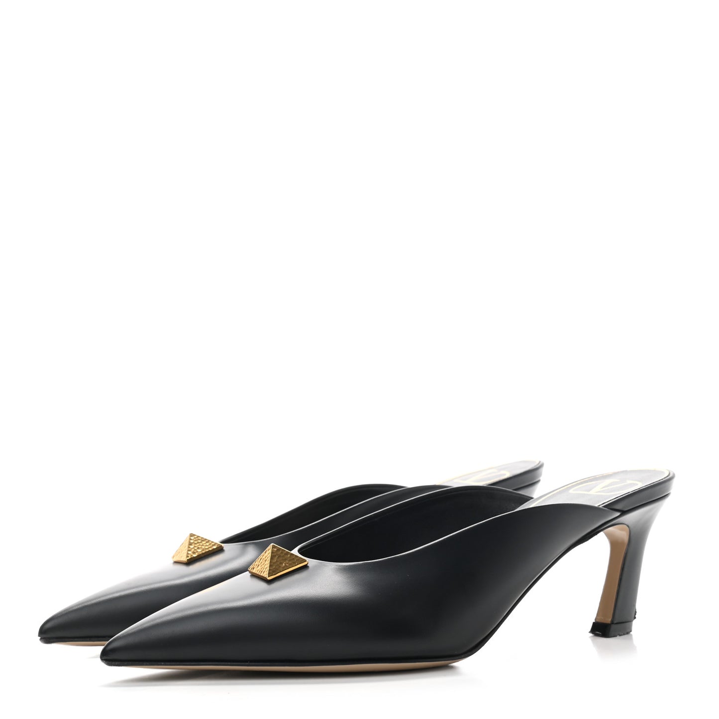 Calfskin Roman Stud 65mm Mules 35.5 Black