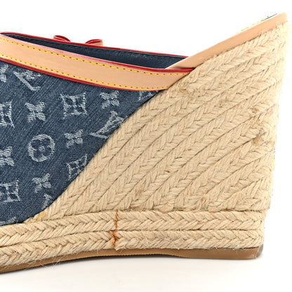 Louis Vuitton Denim Monogram Bow Espadrille Wedges 41 Blue 14 of 14