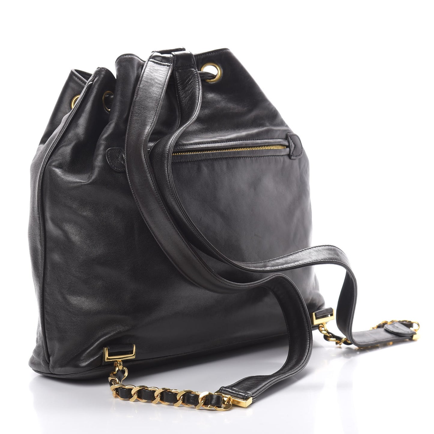 Lambskin CC Drawstring Backpack Black