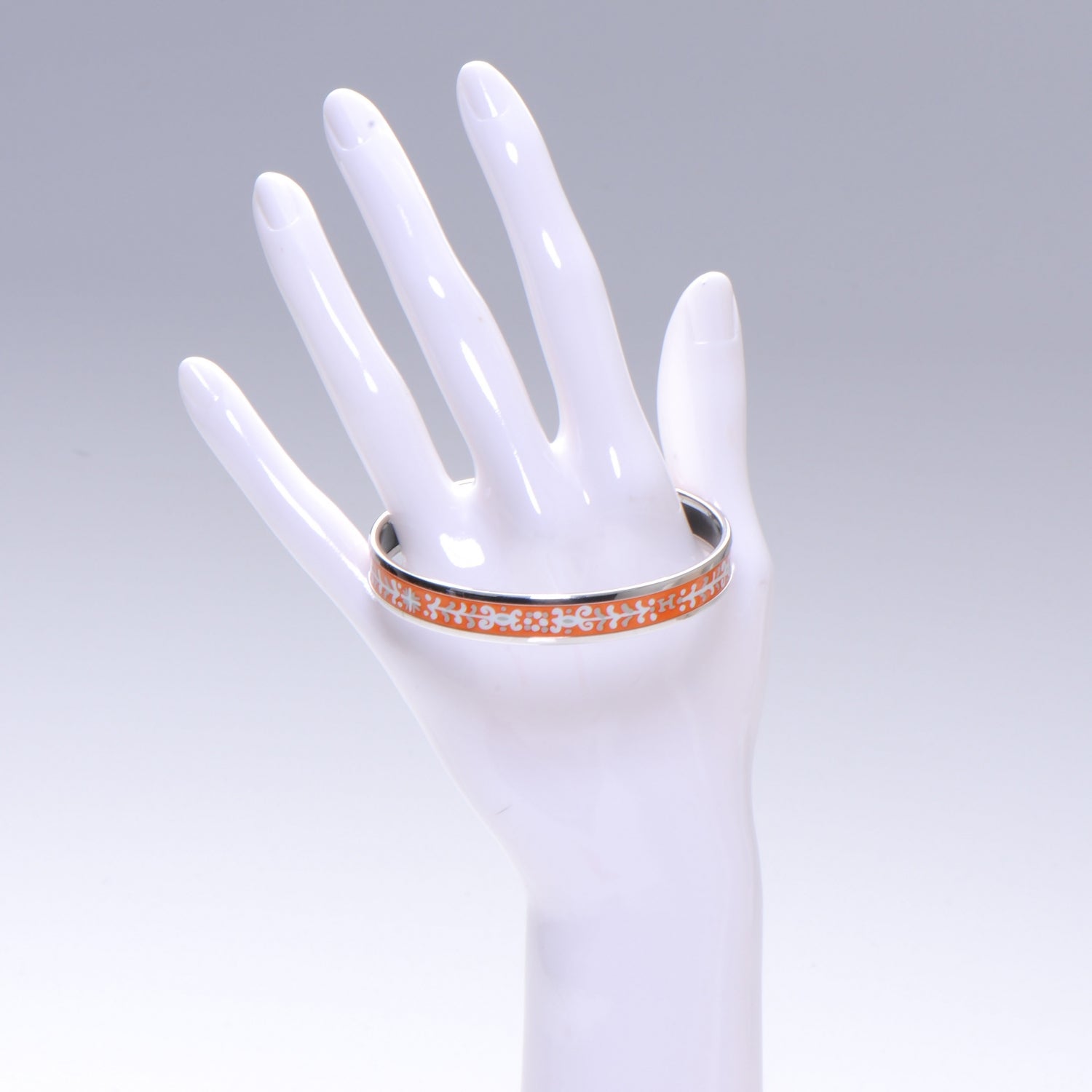 Hermes Enamel Narrow Printed Bracelet 70 Orange 2 of 6