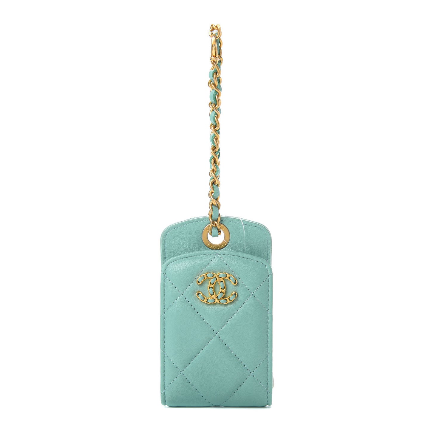 Goatskin Quilted 19 Luggage Tag Light Blue