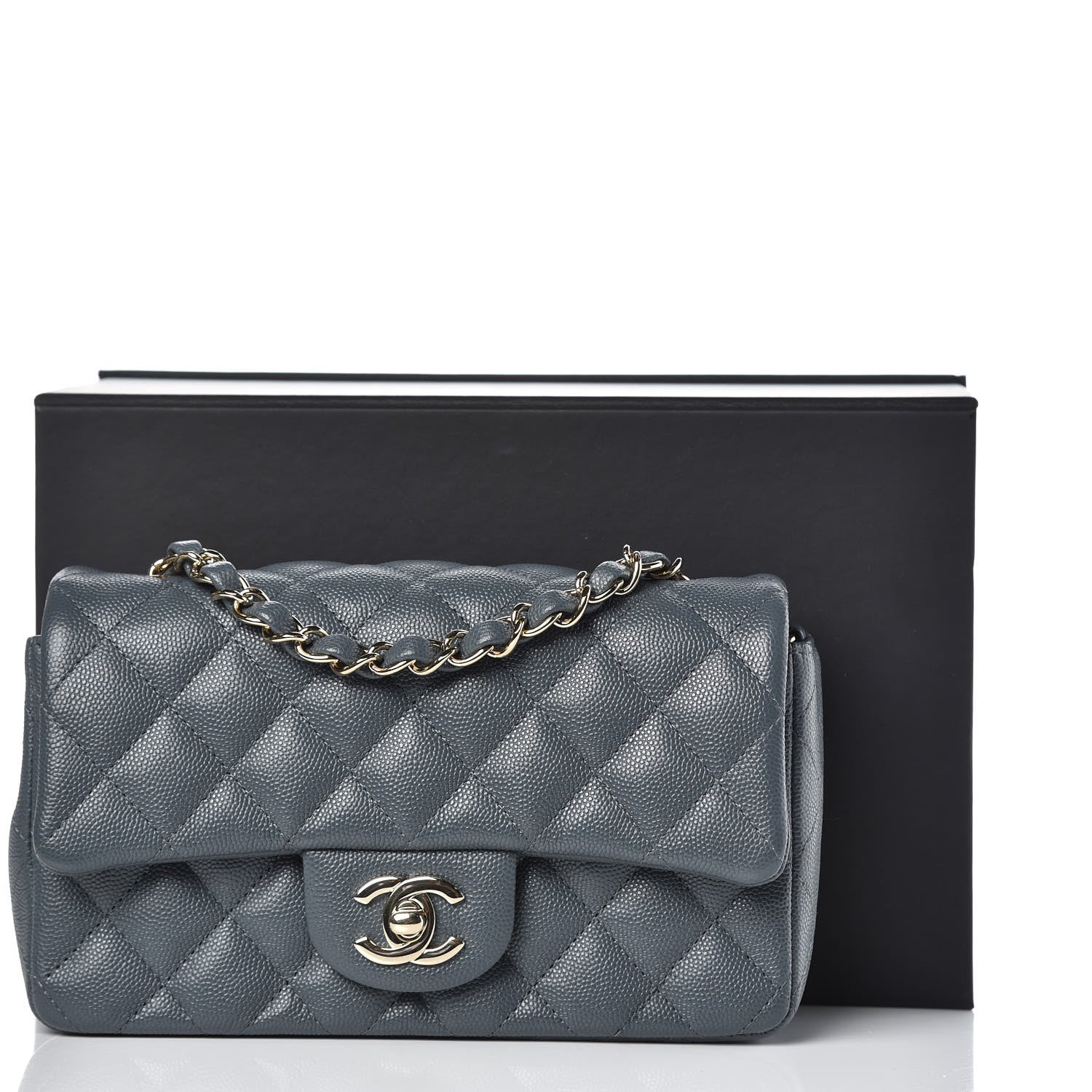 Chanel Caviar Quilted Mini Rectangular Flap Dark Grey 8 of 8