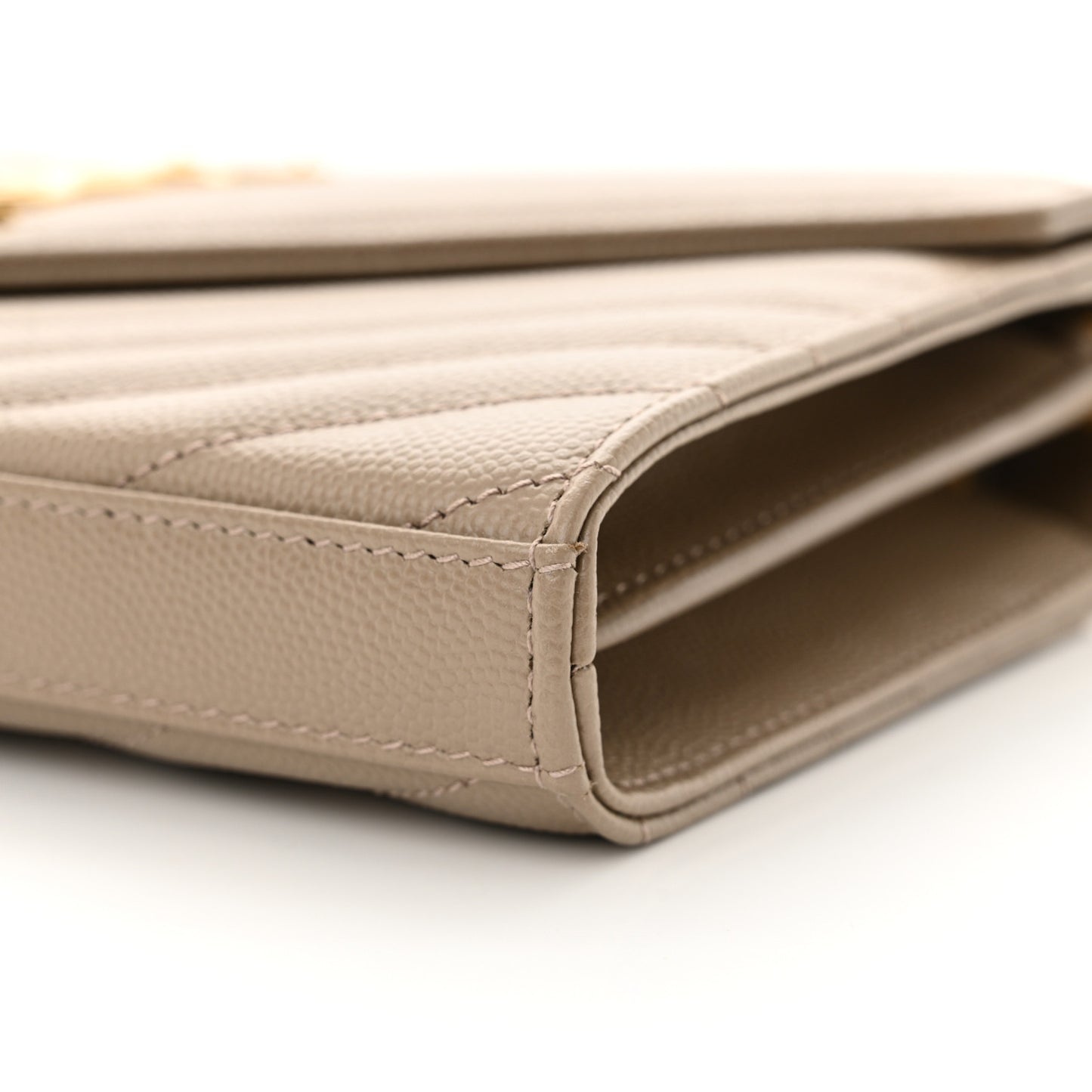 Grain De Poudre Matelasse Chevron Monogram Envelope Chain Wallet Dusty Grey