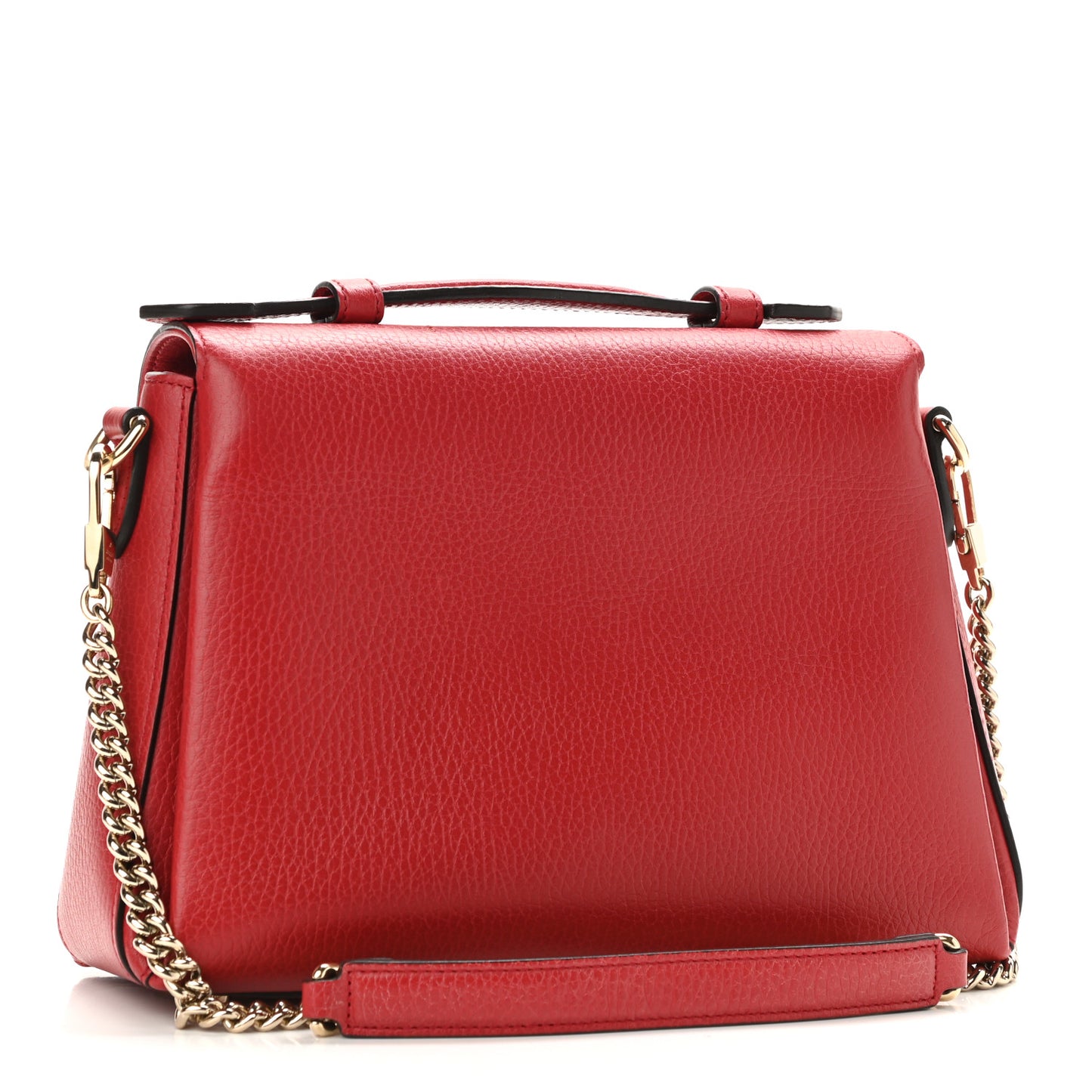 Dollar Calfskin Interlocking G Top Handle Shoulder Bag Red
