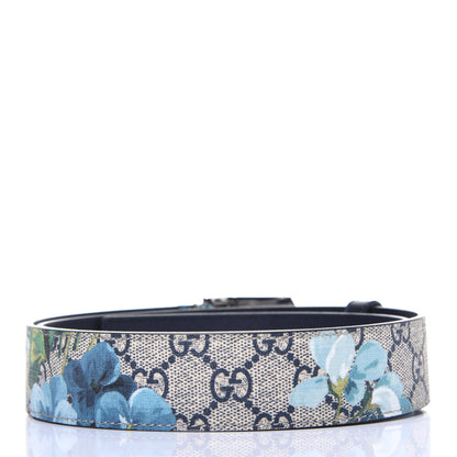 Gucci GG Supreme Monogram Blooms Plaque Belt 90 36 Blue 2 of 7