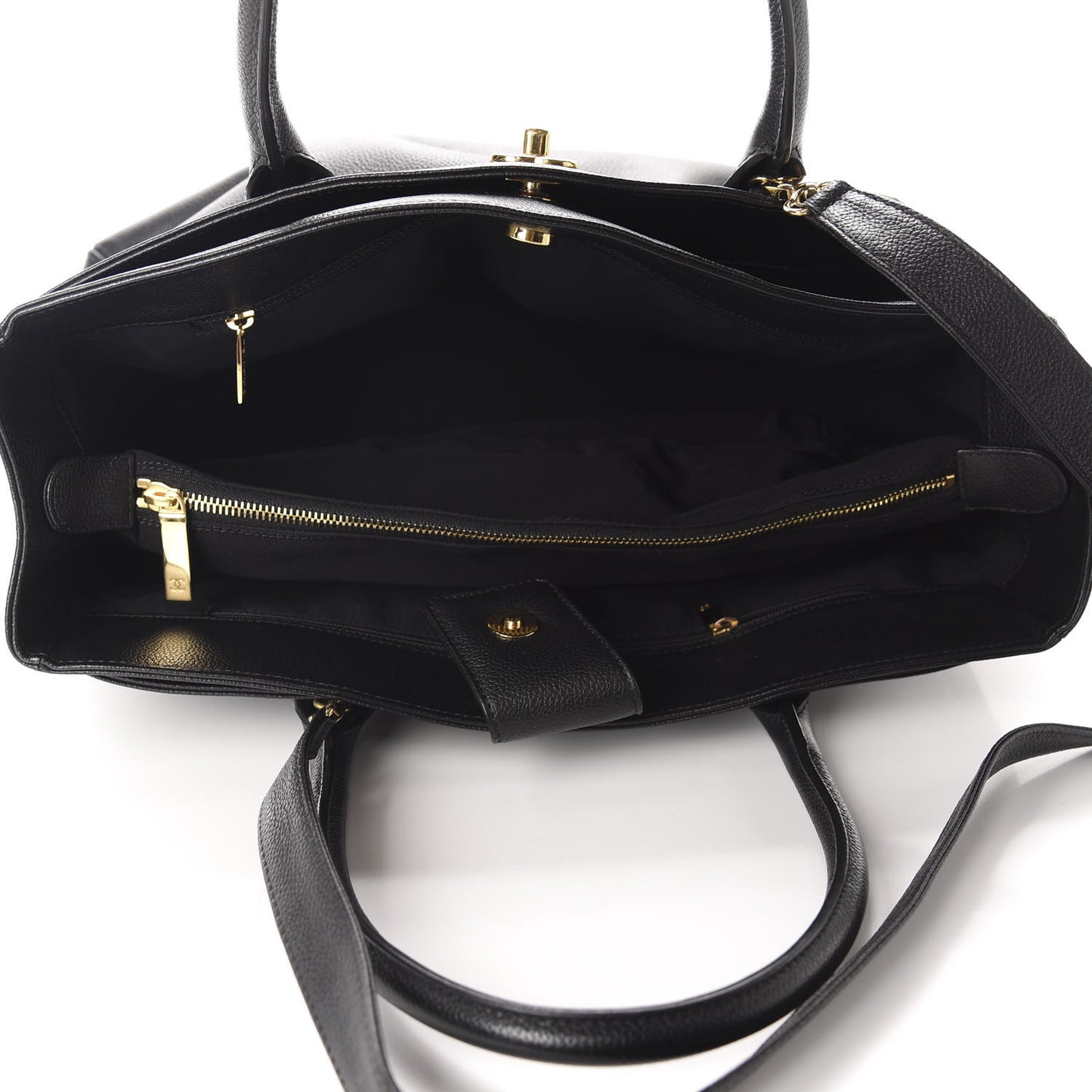 Calfskin Cerf Executive Shopper Tote Black