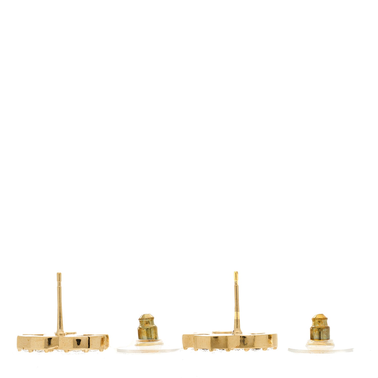 Chanel Metal Crystal CC Boy Drop Earrings Gold 3 of 5