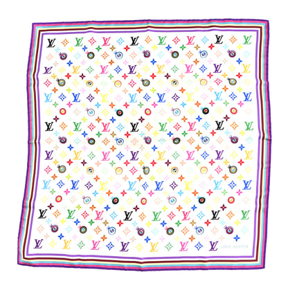 Louis Vuitton Silk Multicolor Eye Love Scarf White 1 of 3