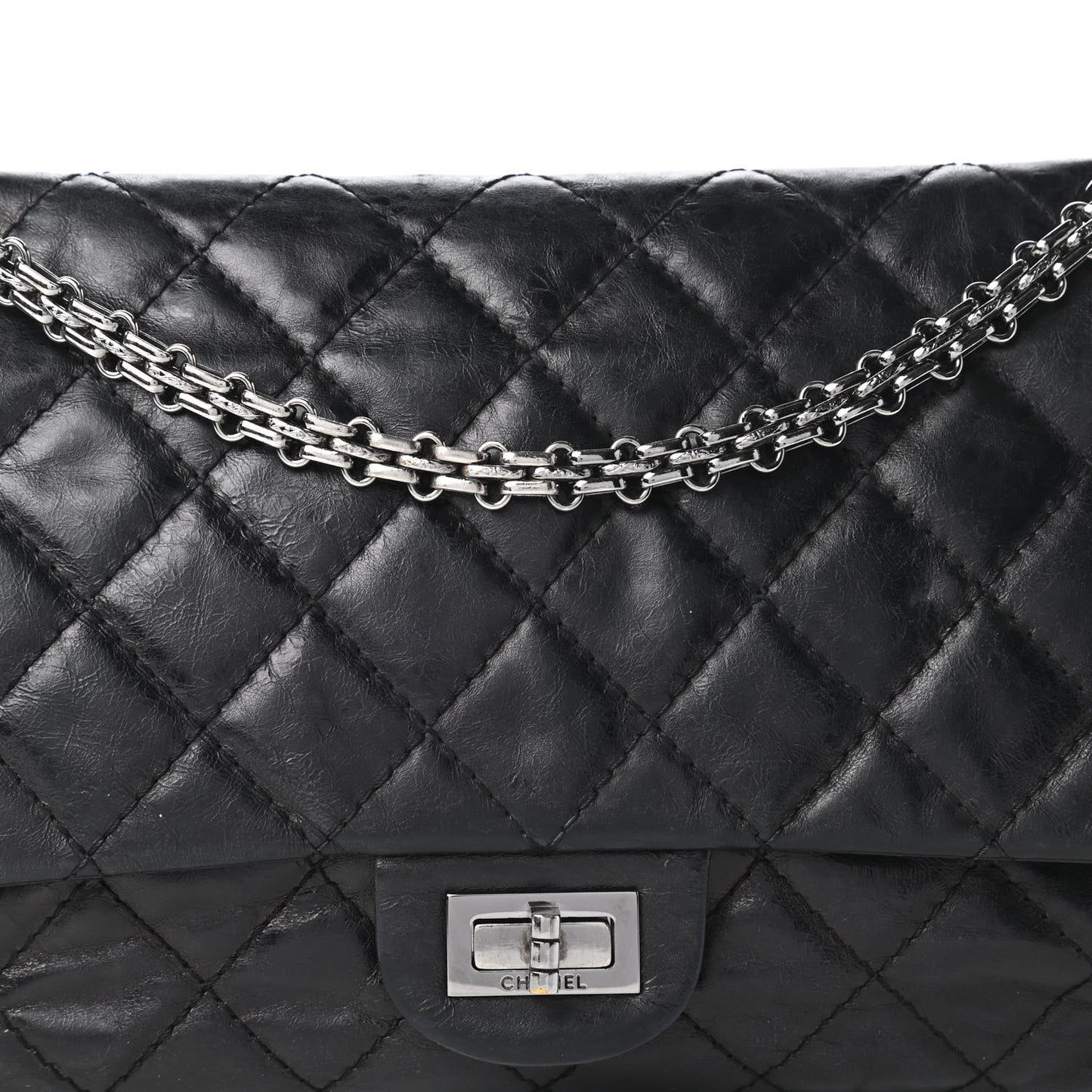 Aged Calfskin Quilted 2.55 Reissue 226 Flap Black