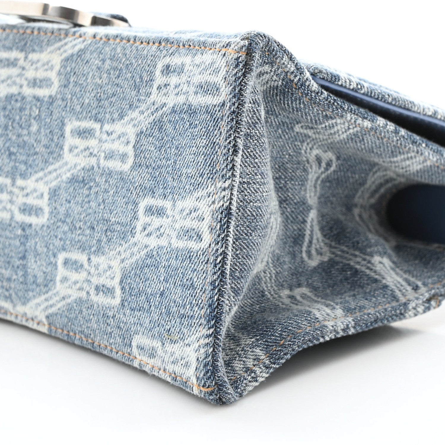 Balenciaga Denim BB Monogram Small Hourglass Top Handle Bag Blue 10 of 10