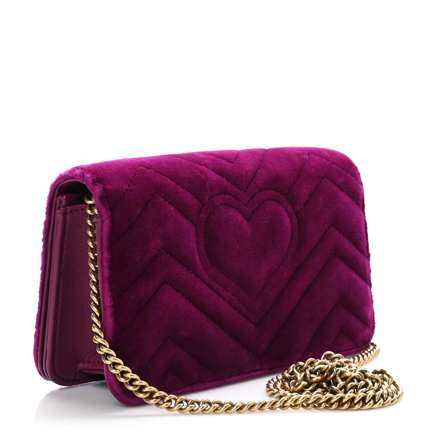 Gucci Velvet Matelasse GG Marmont Mini Bag Fuchsia Violet Cyclamen 3 of 8