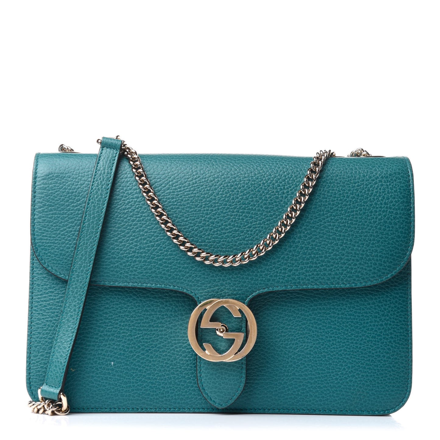 Dollar Calfskin Interlocking G Shoulder Bag Deep Cobalt