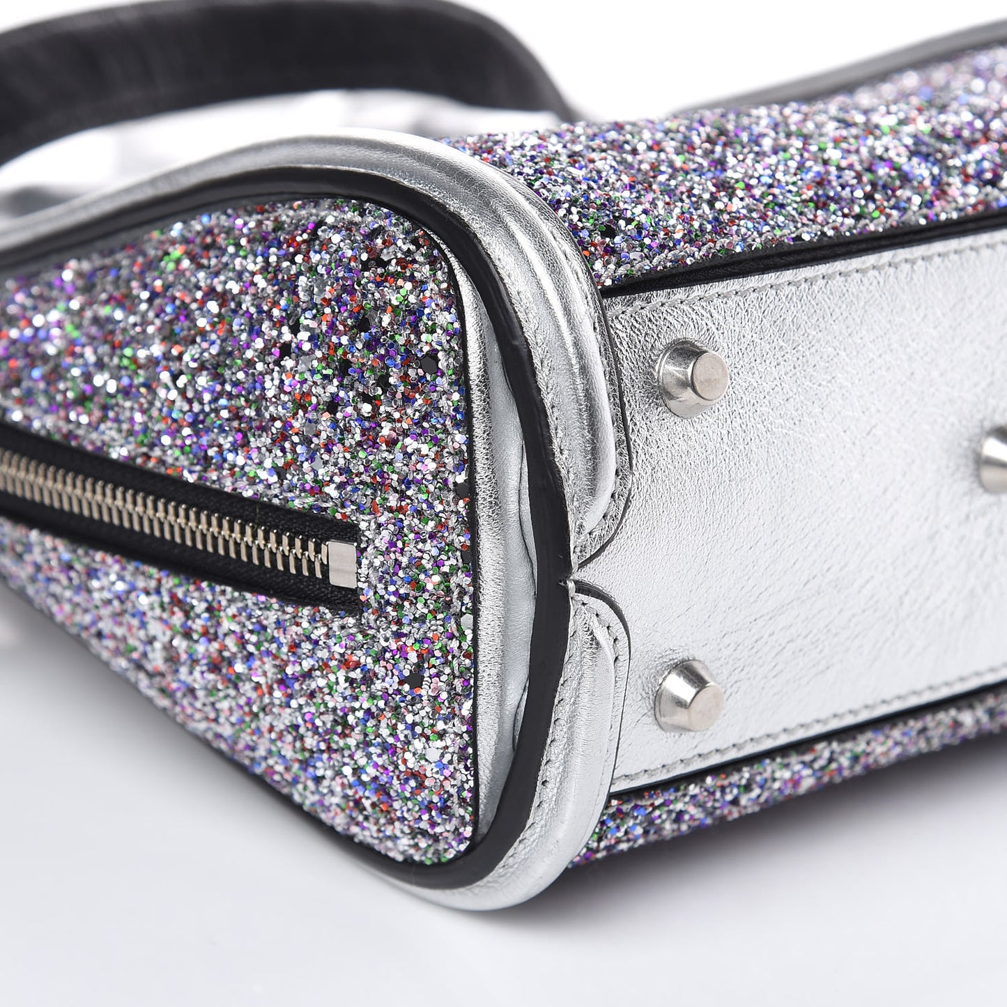 Metallic Calfskin Glitter Mini Heroine Grey Multicolor