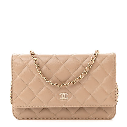 Chanel Caviar Quilted Wallet on Chain WOC Dark Beige 1 of 12