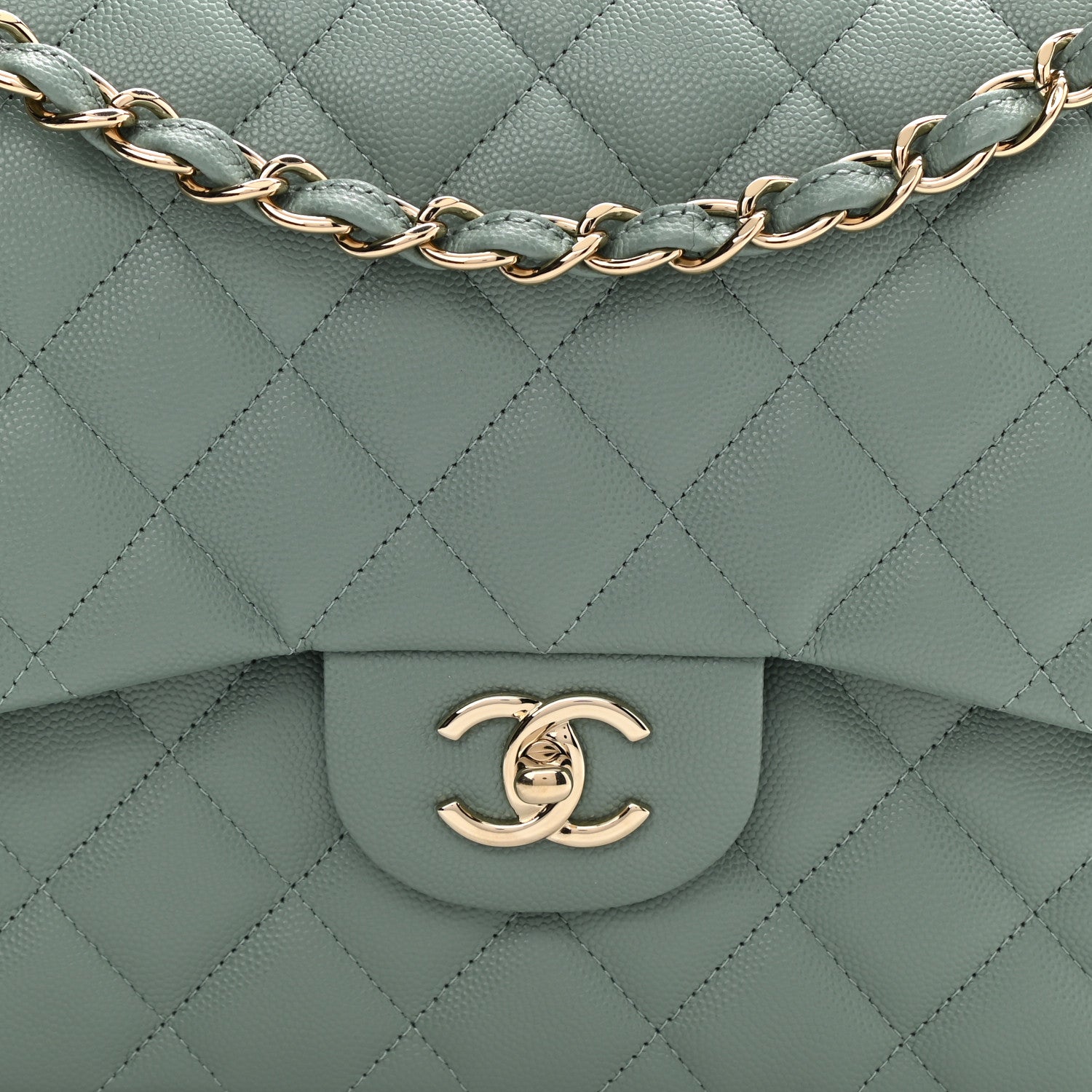 Chanel Caviar Quilted Jumbo Double Flap Dark Green 8 of 11
