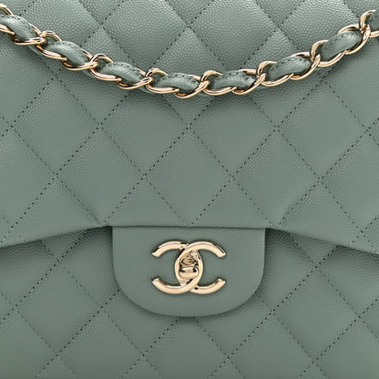 Chanel Caviar Quilted Jumbo Double Flap Dark Green 8 of 11
