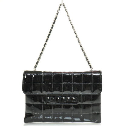 Chanel Patent Chocolate Bar Quilted Computer Keys Flap Black 1 of 10