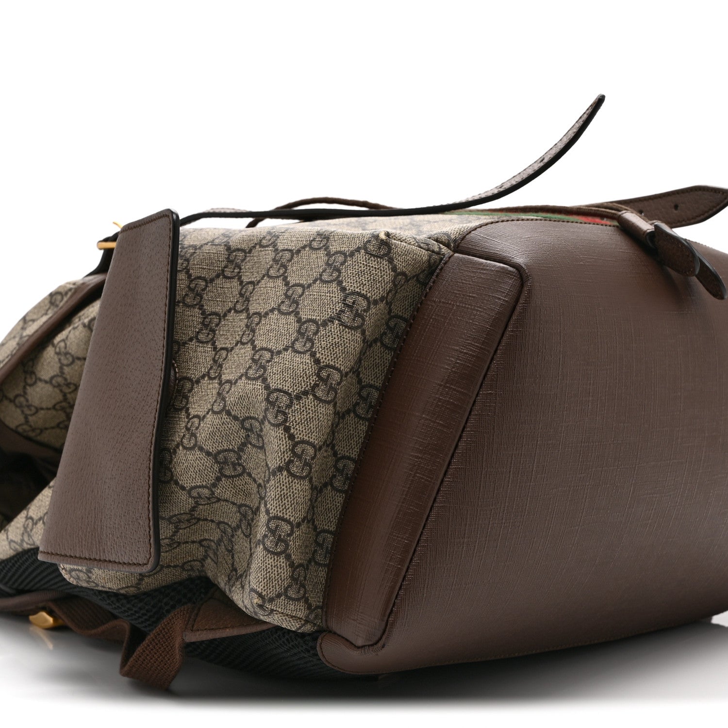 Gucci GG Supreme Monogram Medium Ophidia Double Buckle Backpack Brown 9 of 11