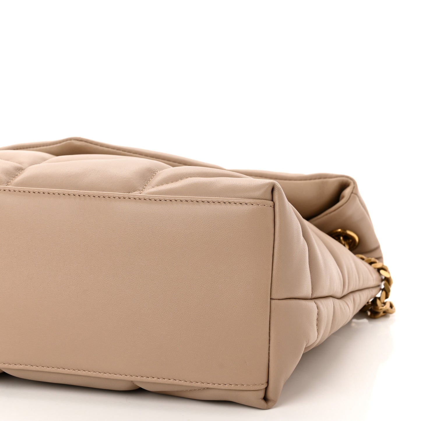 Lambskin Quilted Medium Loulou Puffer Monogram Chain Satchel Dark Beige
