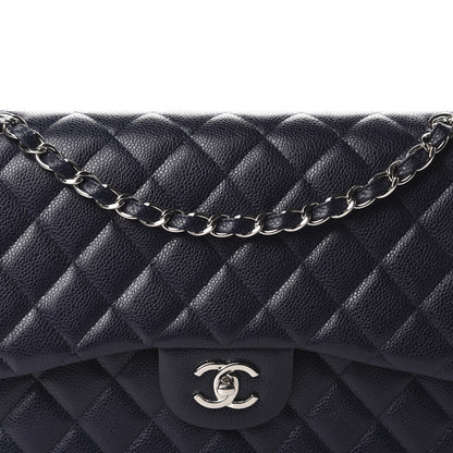 Chanel Caviar Quilted Jumbo Double Flap Navy 10 of 11