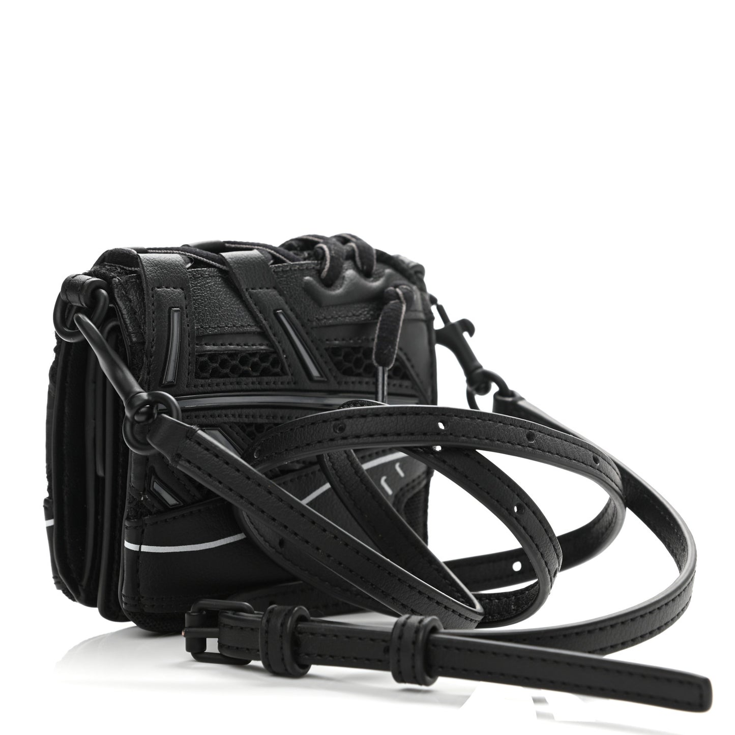 Faux Calfskin Fabric Sneakerhead Crossbody Wallet Black