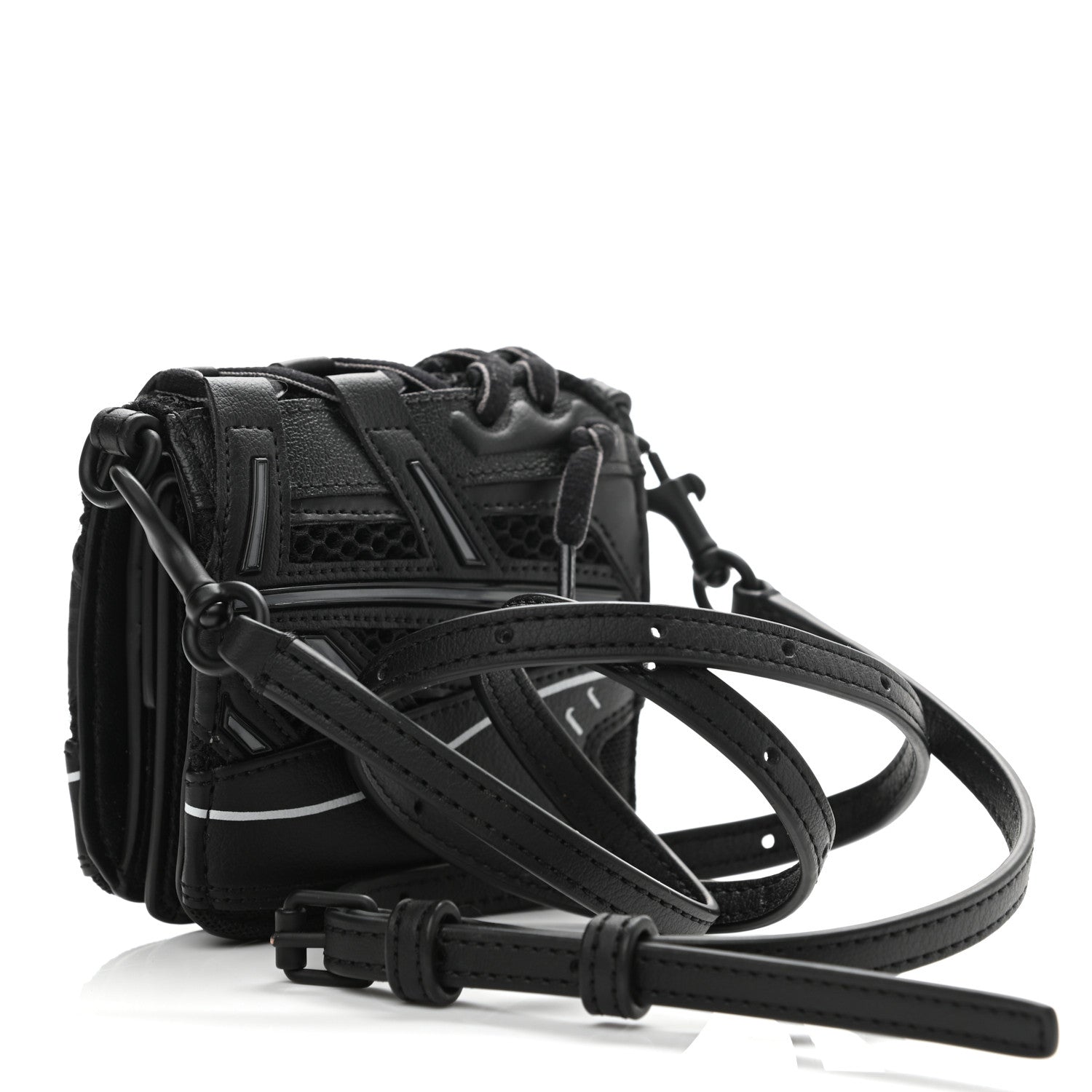 Balenciaga Faux Calfskin Fabric Sneakerhead Crossbody Wallet Black 3 of 11