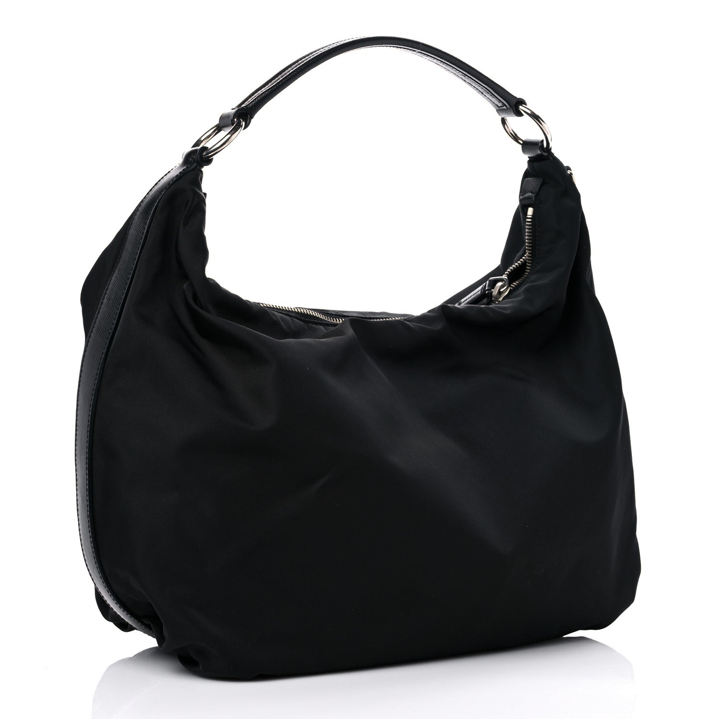 Tessuto Nylon Saffiano Hobo Black