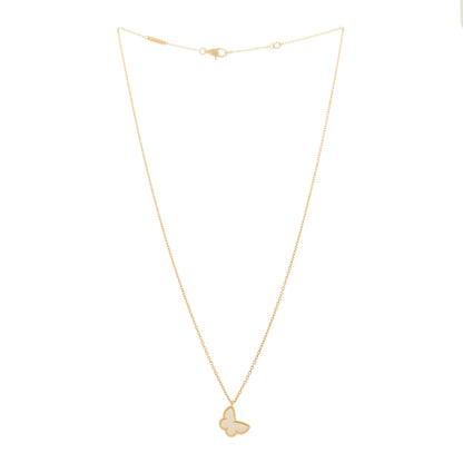 Van Cleef & Arpels 18K Yellow Gold Mother of Pearl Sweet Alhambra Butterfly Pendant Necklace 2 of 6