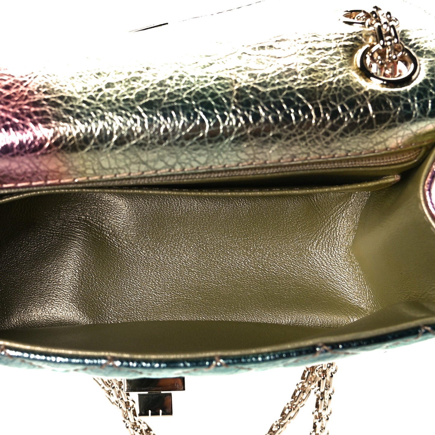 Metallic Goatskin Quilted Mini 2.55 Reissue Flap Multicolor