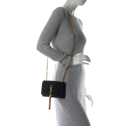 Saint Laurent Suede Small Classic Monogram Kate Tassel Satchel Black 2 of 6