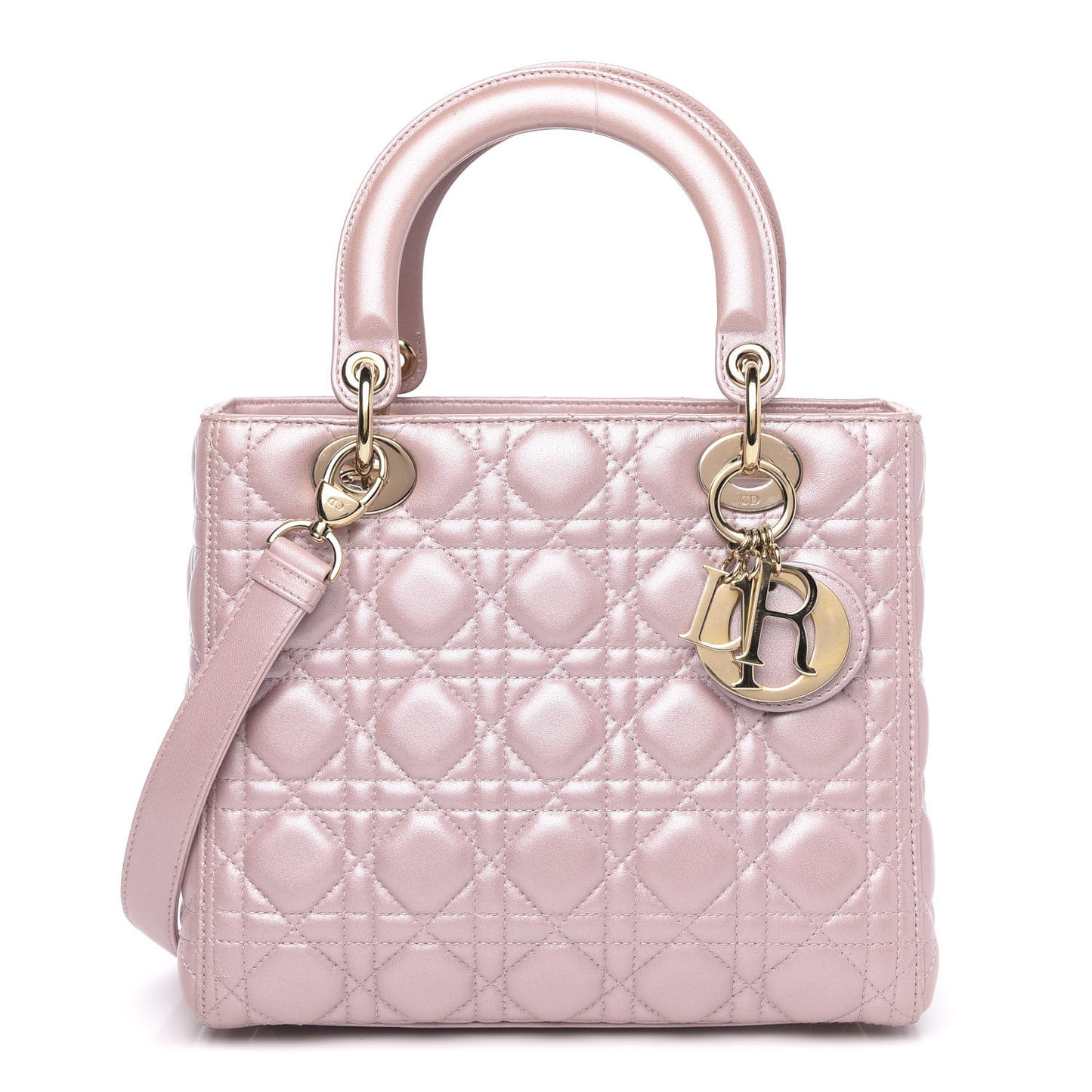 Pearly Lambskin Cannage Medium Lady Dior Lotus
