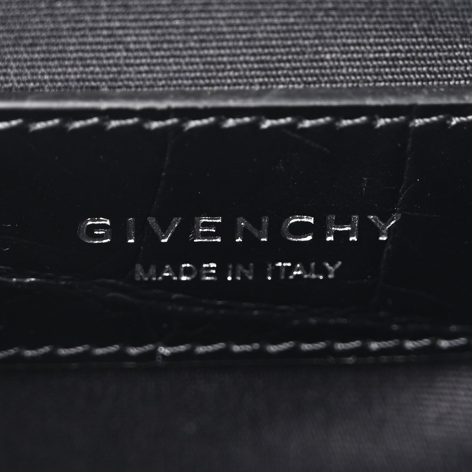 Givenchy Calfskin Crocodile Embossed Antigona U Crossbody Bag Black 6 of 9