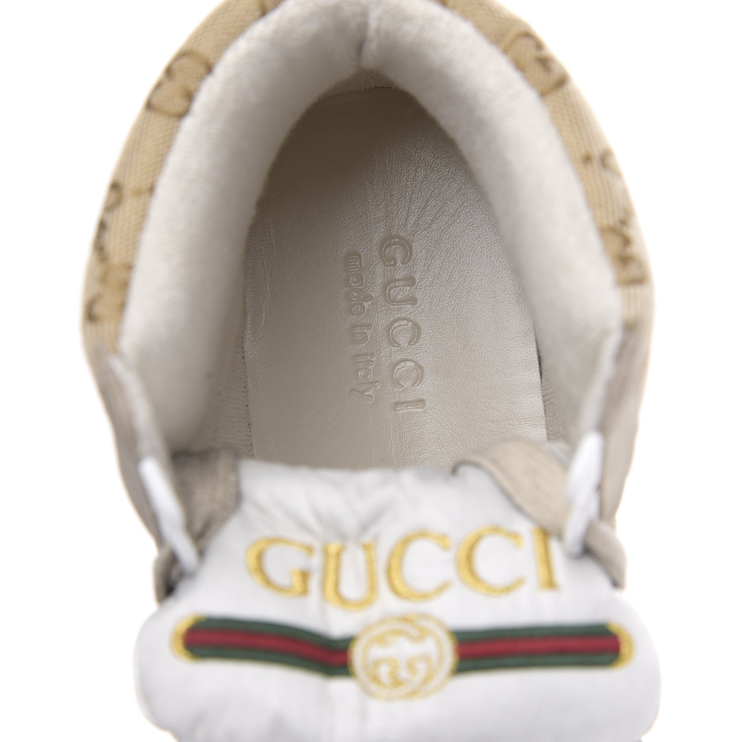 Gucci GG Monogram Nubuck Web Mens Screener High Top Sneakers 8.5 New Sand Dusty Milk Vintage Green 7 of 9